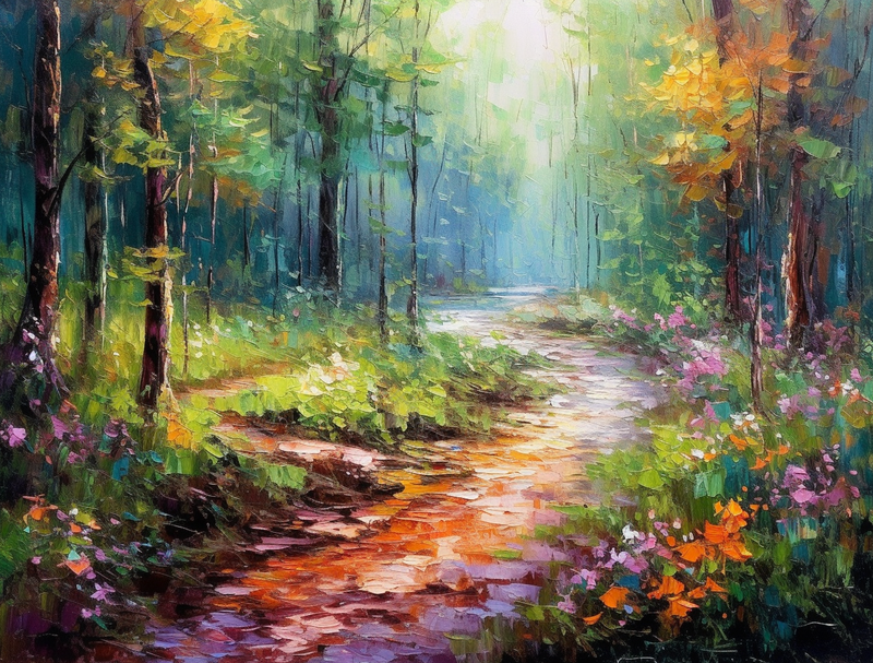 公园彩色鲜花印象派风格绘画,插画/手绘图,插画/手绘图库,插画/手绘图下载,插画/手绘